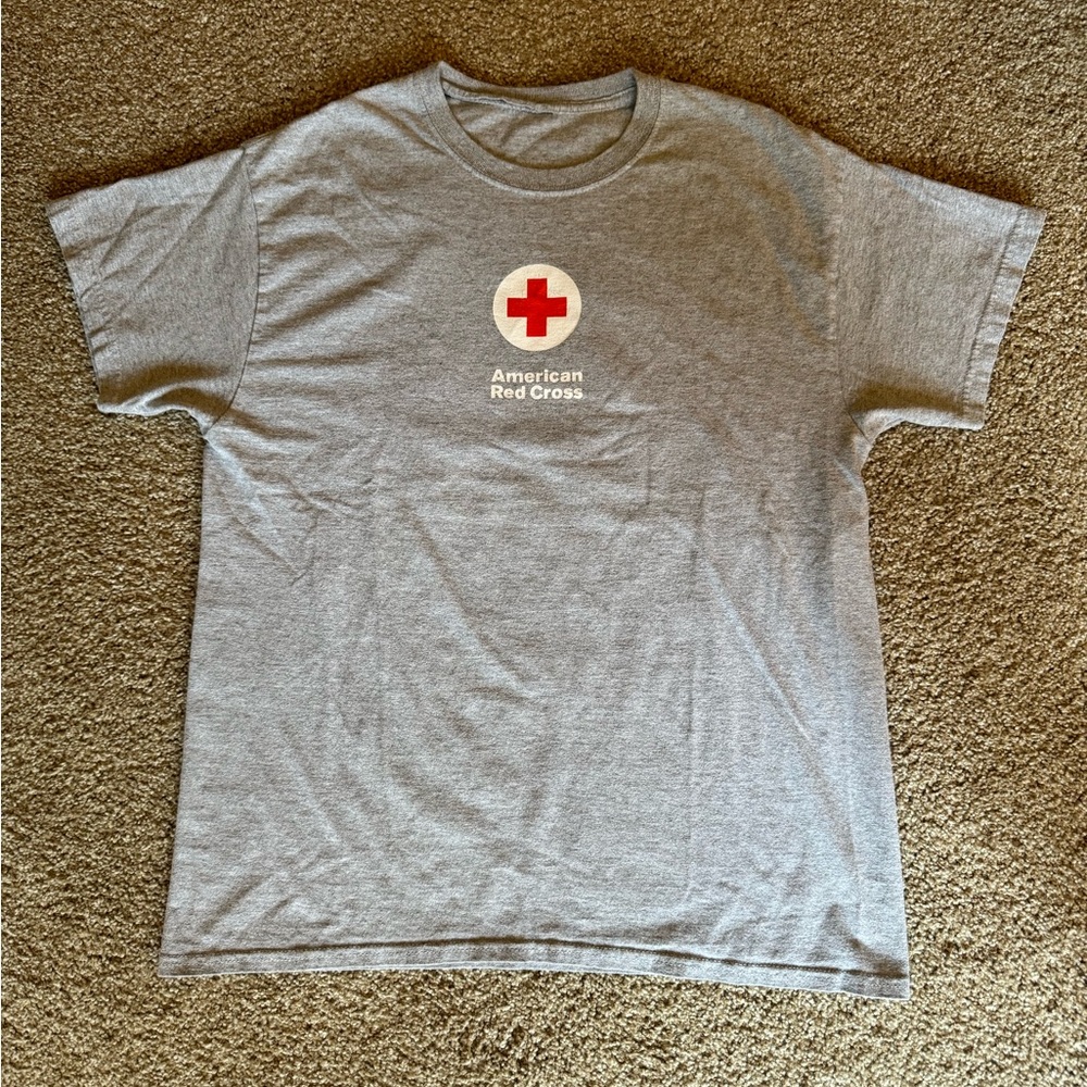American Red Cross T-shirt Men Large Gray Short Sleeve